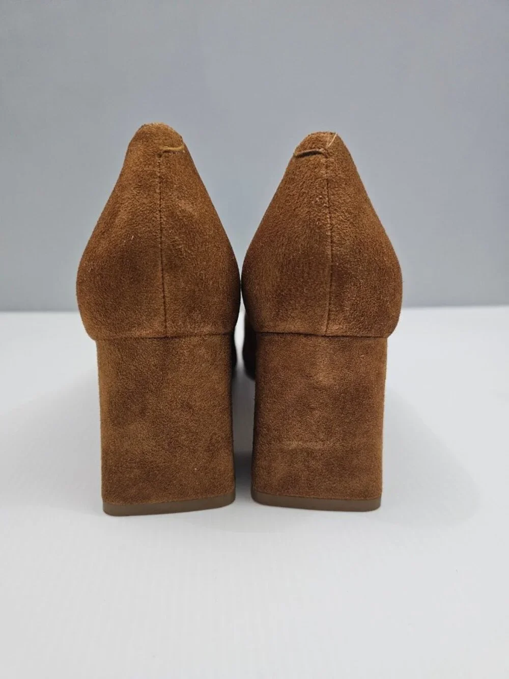 Marc Fisher LTD Yehudi Pointed Toe Pumps Womens 11 Natural Tan Suede Block Heel
